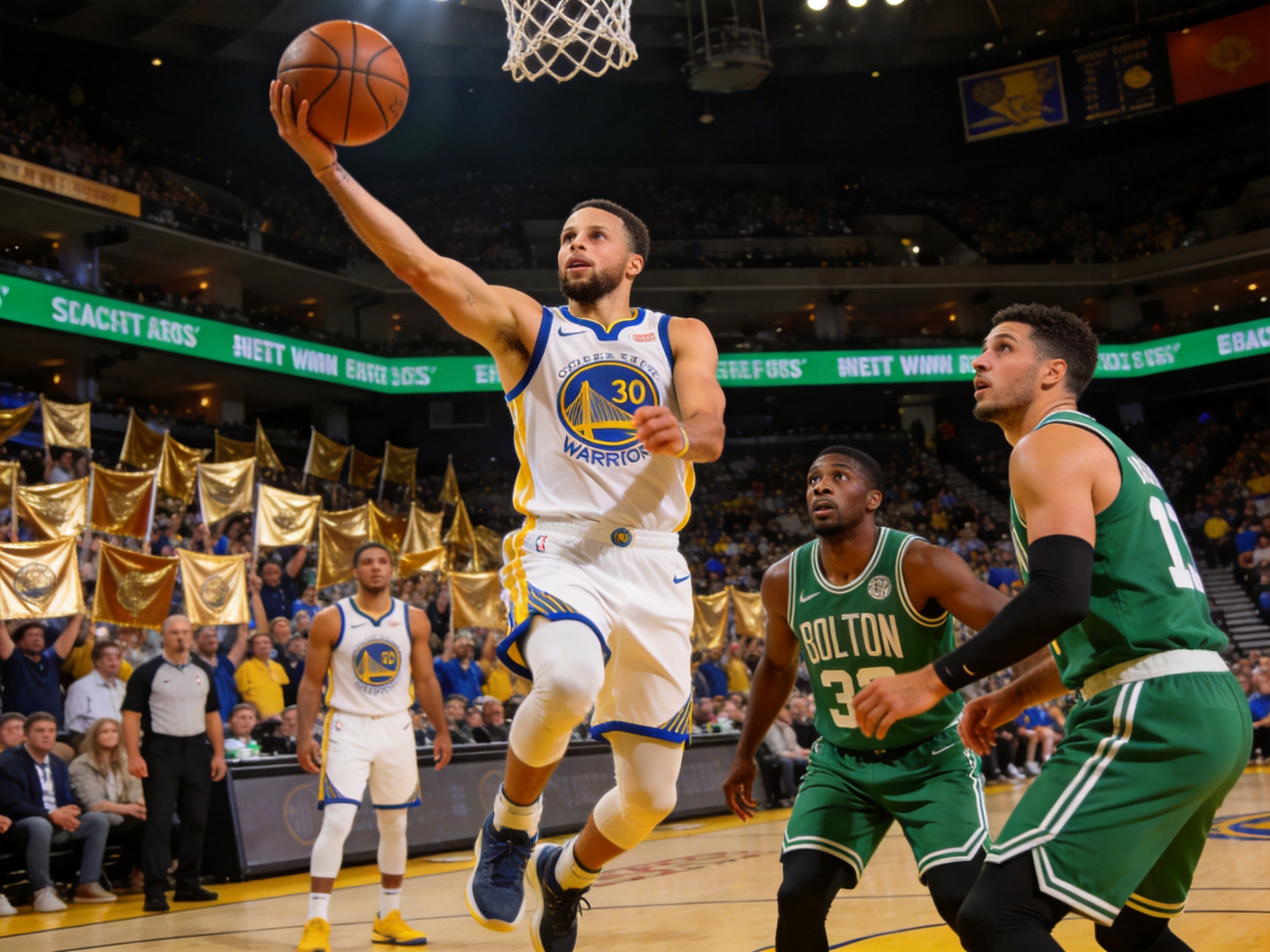 NBA总决赛勇士队与凯尔特人队比赛画面
